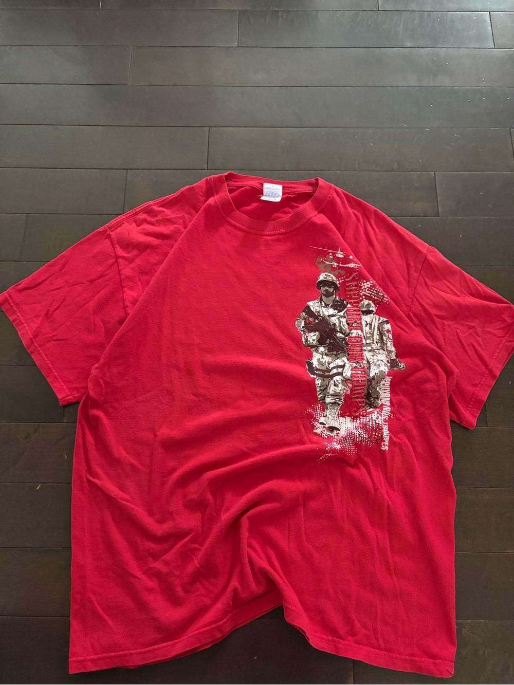 Men's Red Graphic Crewneck T-Shirt - Military Print
